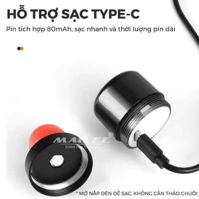 Đèn LED Gắn Lỗ Ống Tay Lái Xe Đạp BT-0601 cho đường kính lỗ 15-23mm Sạc Type-C 6 Màu Mai Lee An Toàn Ban Đêm - Mai Lee