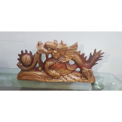 Tượng Gỗ Mỹ Nghệ Chạm Rồng lửa Gỗ Size Dài 50cm x Cao 22cm x dầy 6cm Anh Chị trưng bàn trang trí nhà cửa Màu Vàng đỏ nhẹ sáng đẹp ạ