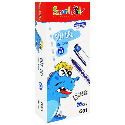 Hộp 20 Bút Gel Dino 0.5 mm - Smart Kids G01 - Mực Xanh