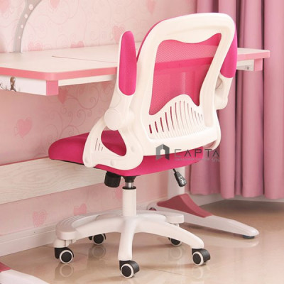 Ghế xoay ngồi học bài màu Hồng Kitty CE1002-M Nội thất Capta Ghế tiểu học cho bé gái lưng lưới nệm vải màu hồng kitty chân xoay