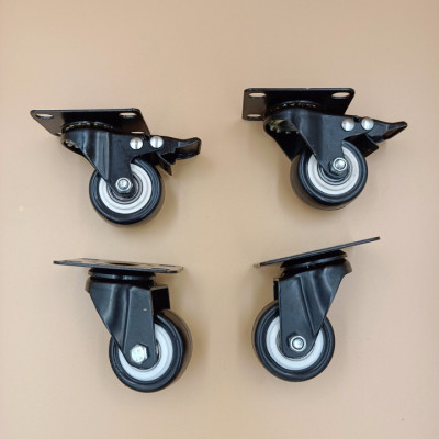 Bộ 4 bánh xe đẩy hàng (2 xoay có khóa - 2 xoay không khóa) loại tốt Kt 50x25 mm - Tải trọng 150kg - Di chuyển đa mặt sàn
