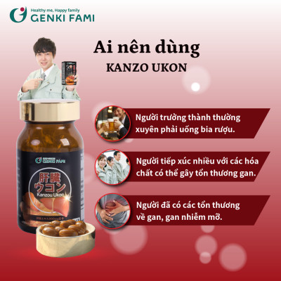 Viên Uống Thải Độc, Mát Gan, Giúp Giảm Căng Thẳng Mệt Mỏi Kanzo Ukon Genki Fami Nhật Bản