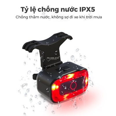 Đèn Sau Xe Đạp Có Cảm Biến Phanh và Chuyển động A07, 16 bóng LED, 7 chế độ sáng, tự động tắt khi không sử dụng, 800 mAH, sử dụng lên đến 35h - Mai Lee