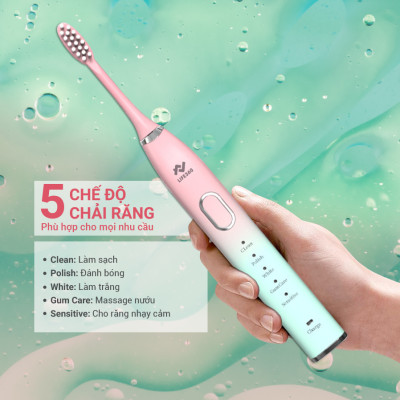 Bàn Chải Điện Sonic Life360 LE-BCD22A (Bản Cao Cấp) - Công nghệ sóng âm sonic, Chải Sạch Mảng Bám Tới 10 Lần, 5 chế độ thông minh, Chống Nước IPX7 