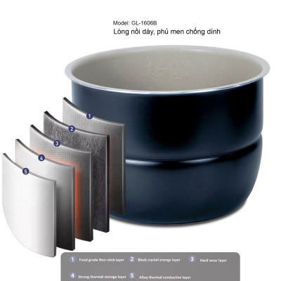 Nồi Áp Suất Điện Gali GL-1606B. Dung tích 6L, nồi đa năng 12 chức năng nấu. Thiết kế hiện đại, nhỏ gọn. Hàng chính hãng bảo hành 24 tháng.