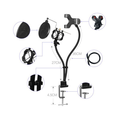 (Loại Tốt) Bộ Giá Đỡ Micro KhoNCC Có Màng Lọc - Đỡ Smartphone , Camera Mini Để LiveStream - DHS-5245-LiStre - Hàng Chính Hãng