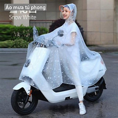 Áo mưa nhựa dẻo trong suốt chống thấm tuyệt đối,họa tiết bông tuyết siêu đẹp