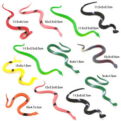 Đồ chơi mô hình 12 con Rắn Snake Wild Animal 14 cm nhựa dẻo nhiều màu sắc chọc ghẹo troll bạn