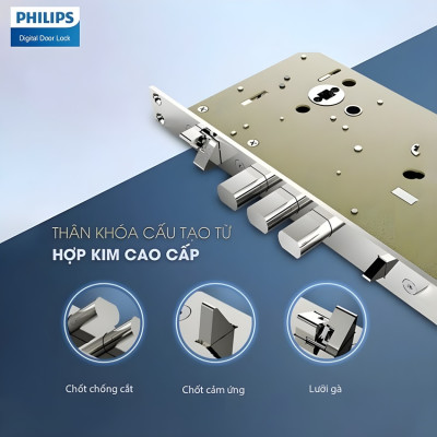Bộ khóa cửa thông minh Bluetooth, vân tay, thẻ từ, mật khẩu và chìa cơ. Thương hiệu Hà Lan cao cấp Philips - DDL7300