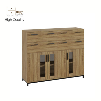 [Happy Home Furniture] LOUIS , Tủ lưu trữ 4 ngăn kéo 3 cửa mở - chân sắt , 126cm x 36cm x 104cm ( DxRxC), THK_060