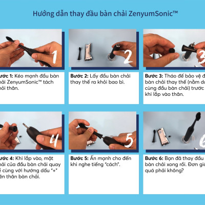 [Chính Hãng] Combo 3 Đầu Bàn Chải Điện Thay Thế Zenyum Sonic  MỚI 2.0- Công Nghệ Singapore - Trắng