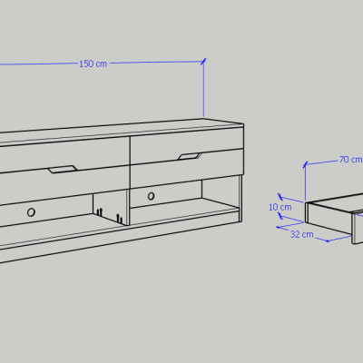 [Happy Home Furniture] DASH, Kệ Tivi 4 ngăn kéo, 150cm x 35cm x 54cm ( DxRxC)   , KTV_005