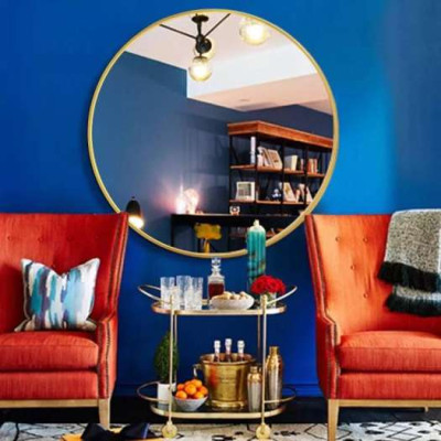 Gương tròn khung nhôm mạ vàng D600 mm