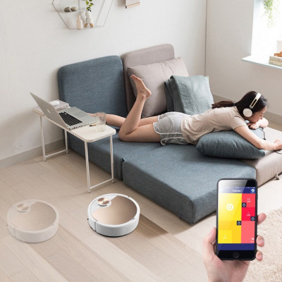Robot Hút Bụi Lau Nhà, hệ thống cảm biến hiện đại, chế độ hút mạnh mẽ, thông minh điều khiển qua APP điện thoại Tự Động Hàng Nhập Khẩu