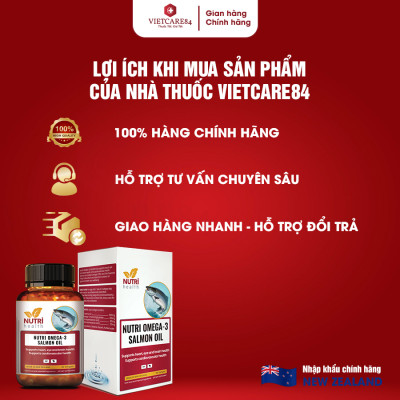 Viên Dầu Cá Hồi New Zealand Nutri Omega-3 Salmon Oil 60 Viên | Hỗ Trợ Sức Khỏe Mắt, Não, Tim - Nhập Khẩu Chính Hãng