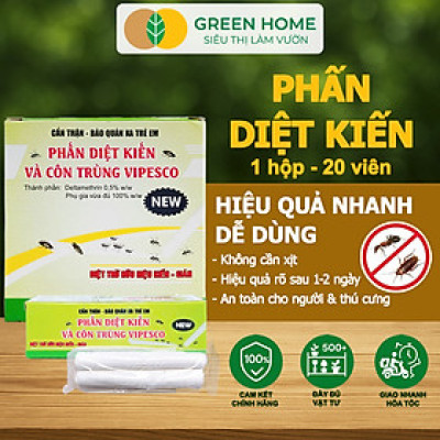 Phấn Diệt Kiến Và Côn Trùng Vipesco, GreenHome, 1 Hộp 20 Viên, Diệt Trừ Kiến, Gián, Rận, Côn Trùng