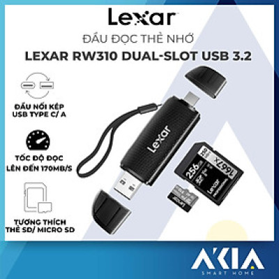 Đầu đọc thẻ nhớ Lexar RW310X Dual-Slot SD / MicroSD USB 3.2 Type-C và Type-A, tốc độ đọc 170Mb/s - Hàng chính hãng BH 12 tháng