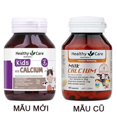 Viên uống Milk Calcium Healthy Care Bổ Sung Canxi Cho Trẻ Trên 4 Tháng Tuổi, 60 viên -  Hỗ Trợ Phát Triển Xương và Răng Giúp Cao Lớn và Khỏe Mạnh