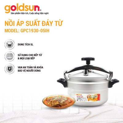 Nồi Áp Suất Nhôm Đáy Từ Goldsun GPC1930-05IH Dung Tích 5 Lít Có Van An Toàn - Hàng Chính Hãng