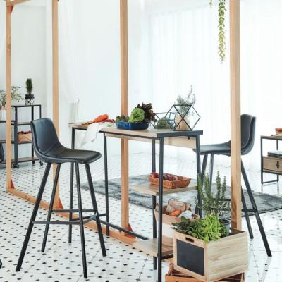 Ghế Đôn Bầy Bar Cao MAEYA Da PU Cao Cấp, Khung Sắt Sơn Tĩnh Điện Bền Bỉ, Thiết Kế Màu Nâu Đen Cổ Điển Đương Đại, Chịu Lực 100kg | Index Living Mall | Nội Thất Nhập Khẩu Thái Lan - Phân Phối Độc Quyền Tại Việt Nam