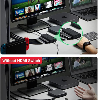 Ugreen UG90512CM568TK 4K60Hz Bộ gộp HDMI 2.0 5 vào 1 ra kèm cáp cấp nguồn USB-C dài 1M + remote - HÀNG CHÍNH HÃNG