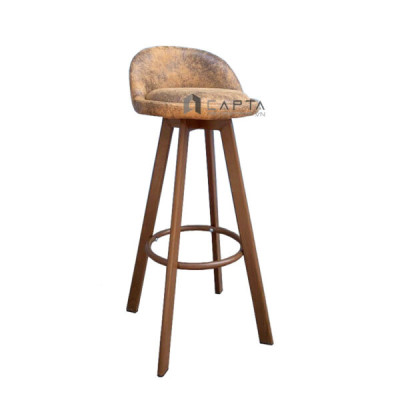 Ghế quầy bar có lưng tựa thấp CB2130-P Ghế quầy đảo bếp nệm ngồi pvc êm ái xoay 360 độ chân gỗ cố định nhập khẩu hcm