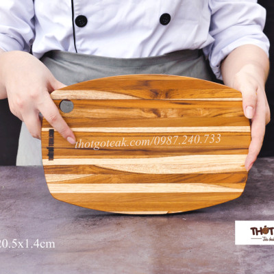 Thớt Gỗ Teak Cao Cấp - Cắt Thái, Trang Trí - 30,5x20,5x1,4cm - OV0L1 | HTX DAO PHÚC SEN