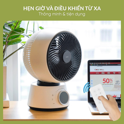 Quạt tuần hoàn không khí để bàn 8" COBI - Điều khiển từ xa, Hẹn giờ, Xoay tự động 3D 360° - Hàng nhập khẩu chính hãng