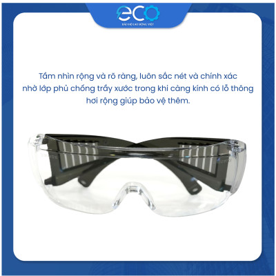 Kính bảo hộ chống hoá chất Bolle BL110N10A Pháp dùng chung được với kính cận