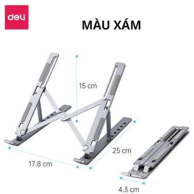Giá Đỡ Laptop Hợp Kim Nhôm Cao Cấp Gấp Gọn Kèm Túi Đựng, Giúp Tản Nhiệt Laptop, Macbook, Ipad, Máy Tính Xách Tay Vị Trí Điều Chỉnh Nhiều Góc Độ Deli VS780 - Chống Mỏi Cổ, Vai, Gáy - Hàng Chính Hãng