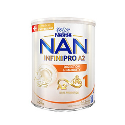 Sữa bột NAN INFINIPRO A2 1 với công thức đầu tiên chứa đạm A2, 6HMO & Lợi khuẩn kép nhập khẩu Thụy Sĩ - Hộp 400g (0 - 12 tháng)