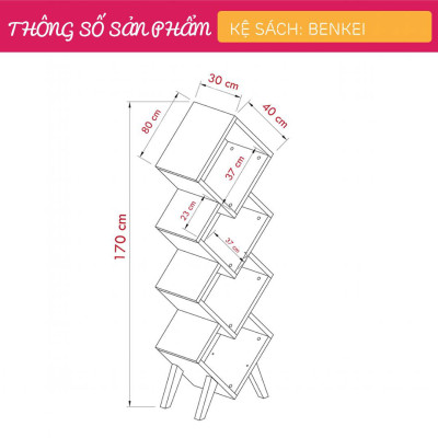 Giá sách bằng gỗ công nghiệp cho phòng khách SMLIFE Benkei