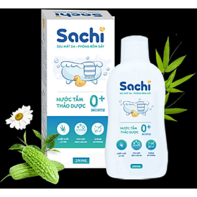 Combo Sữa Tắm Thảo Dược SACHI 250ml Và Kem Đa Năng SACHI 20G Dưỡng Ẩm, Sạch Dịu Da, Phòng Ngừa Rôm Sẩy, Ho Cảm Cho Bé