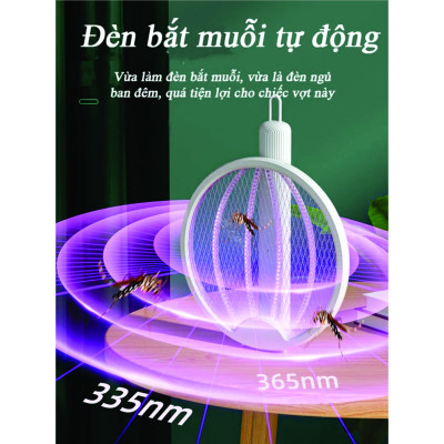 (Tặng đèn bắt muỗi) Vợt Diệt Côn Trùng Có Đèn Tự Động Thông Minh Cao Cấp Để Bàn Đứng Tích Điện Sạc USB Hàng Chính Hãng
