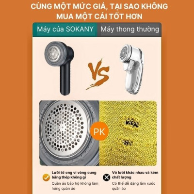 Máy cắt lông xù đa năng mini SOKANY SK-12004 cắt lông xù, vải xù quần áo cắt siêu bén siêu bền tiện lợi - HÀNG CHÍNH HÃNG