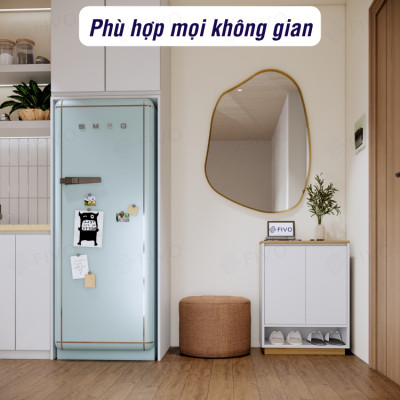 Tủ Giày Gỗ Chống Ẩm FIVO FS54 Màu Gỗ Phối Trắng, Ngăn Tủ Điều Chỉnh Linh Hoạt, Có Cửa Giúp Bảo Quản Tốt Giày Dép, Mặt Tủ Rộng Rãi Chứa Được Nhiều Đồ