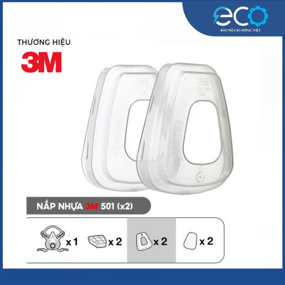 Combo (7 món) mặt nạ phòng độc 3M 7501, 7502 kết hợp phin lọc 3M 6006, tấm lọc bụi 5N11 cùng nắp giữ 501 lọc hơi hữu cơ Vô cơ, lọc bụi siêu mịn, phun sơn Lọc hơi độc chính hãng 3M