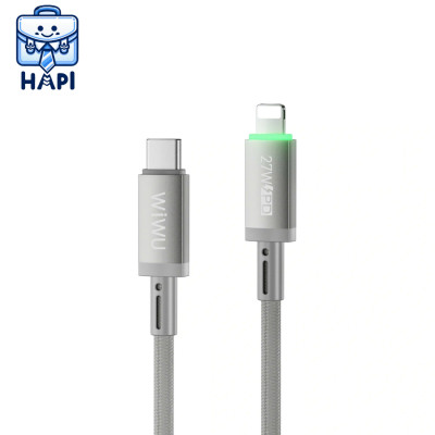 Cáp sạc Type-C to L 27W hàng chính hãng WiWU Maglink Wi-C083. Dây dù nylon siêu bền, truyền đẫn ổn định