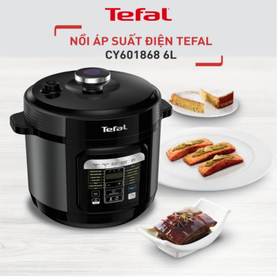 Combo Nồi áp suất điện đa năng Tefal CY601868 - 6 Lít & Bàn ủi hơi nước đứng Tefal IT3440E0 1800W - Hàng chính hãng 