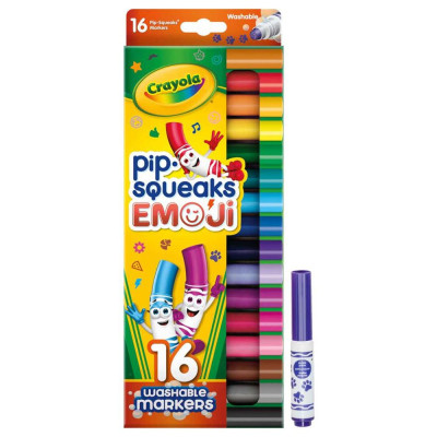 Hộp 16 Bút Lông Màu Pip Squeaks Emoji - Dễ Tẩy Rửa - Crayola 588717