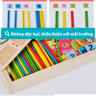 Bộ Đồ Chơi Học Toán Thông Minh Kèm Đồng Hồ Cho Bé- Hộp Đồ Chơi Gỗ Giáo Dục – Học Số, Phép Tính và Thời Gian- Bộ Lắp Ghép Số Toán Học Kèm Đồng Hồ Gỗ Cho Trẻ- Bộ Học Toán Tư Duy Montessori Cho Bé- Bộ Đồ Chơi Gỗ Toán Học & Nhận Biết Giờ Giấc