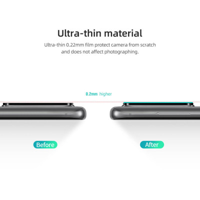Bộ 2 miếng dán kính cường lực camera cho Samsung Galaxy S20 Ultra mỏng 0.22mm hiệu Nillkin InvisiFilm độ cứng 9H chống vân tay không ảnh hưởng chất lượng ảnh chụp - hàng nhập khẩu
