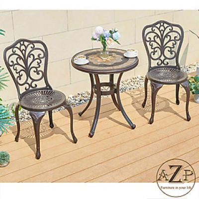 Bộ Bàn Ghế Sân Vườn 60cm Ngoài Trời Outdoor Ban Công (100% Nhôm Đúc) Hàng Nhập Khẩu 100%.