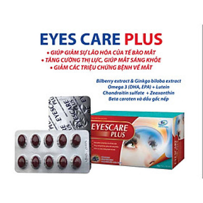 VIÊN UỐNG SÁNG MẮT EYESCARE PLUS - KHỎI LO CÁC BỆNH VỀ MẮT - TĂNG CƯỜNG THỊ LỰC CHO MẮT - HẾT MỎI MẮT, NHỨC MẮT - MỖI NGÀY 1 VIÊN - EYES CARE PLUS - HỘP 30 VIÊN