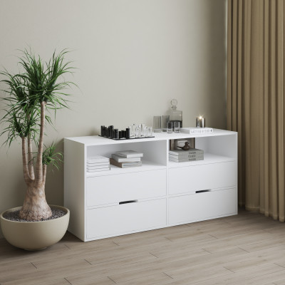 HAPPY FURNITURE , Tủ lưu trữ 4 ngăn kéo - LAYLA , THK_330 , 140cm x 40cm x 70cm DxRxC