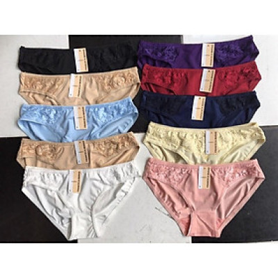Sét 10 quần lót nữ thun lạnh phối ren chất đẹp từ 35 đến 65kg