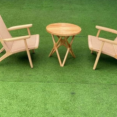 Cặp ghế gỗ Tần Bì đan Mây Cói êm ái Cao cấp tặng kèm bàn tròn gỗ