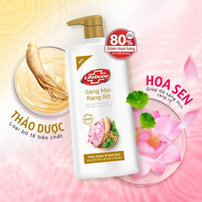 Sữa Tắm Lifebuoy 800gr Detox Và Sạch Sâu Khỏi Bụi Mịn Pm2.5 Detox 100% Từ Thiên Nhiên Diệt Khuẩn - Thảo Dược & Hoa Sen