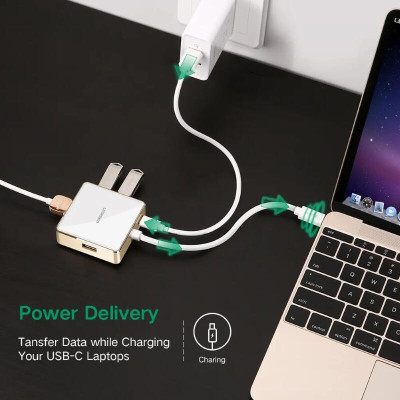 Ugreen UG30441US183TK Bộ chuyển đổi TYPE C sang 1 USB 3.0 + 2 USB 2.0 + HDMI + hỗ trợ nguồn TYPE C - HÀNG CHÍNH HÃNG