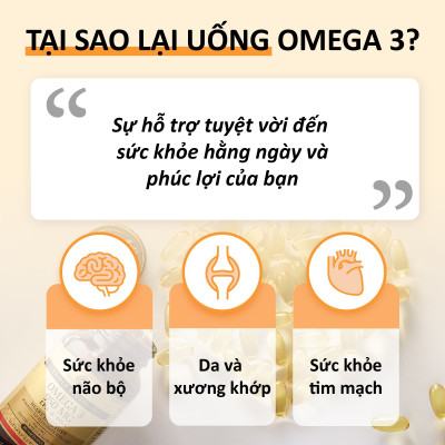 NHẬP KHẨU USA CHÍNH HÃNG - Viên uống dầu cá bổ sung omega 3, hỗ trợ giảm xơ vữa động mạch, tốt cho tim mạch, cải thiện trí nhớ Solgar Dầu cá Fish Oil Omega-3 Concentrate 120 